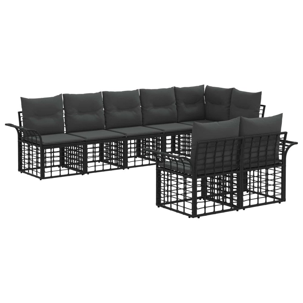 vidaXL Utomhussoffset med kudde 8 pcs Svart och Mörkgrå Polyester