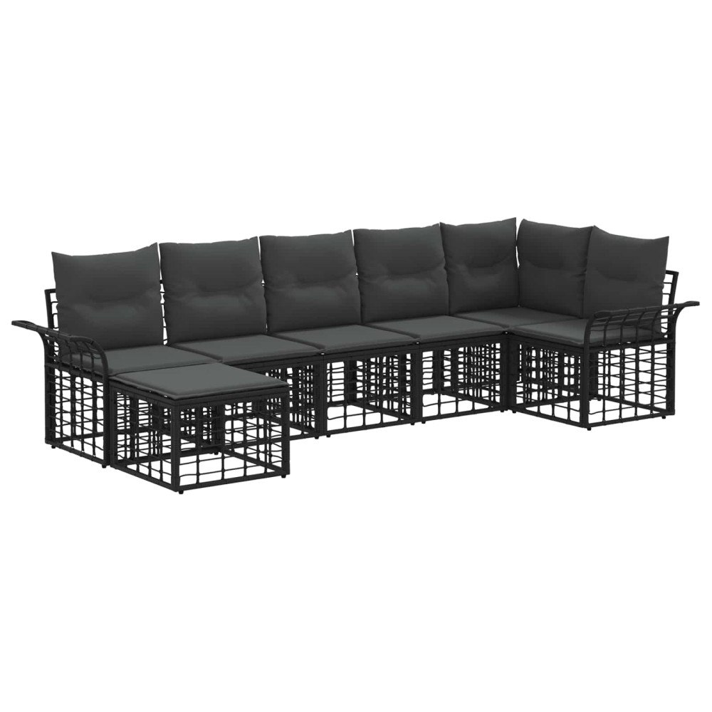 vidaXL Utomhussoffset 7 pcs Svart och Mörkgrå Polyester