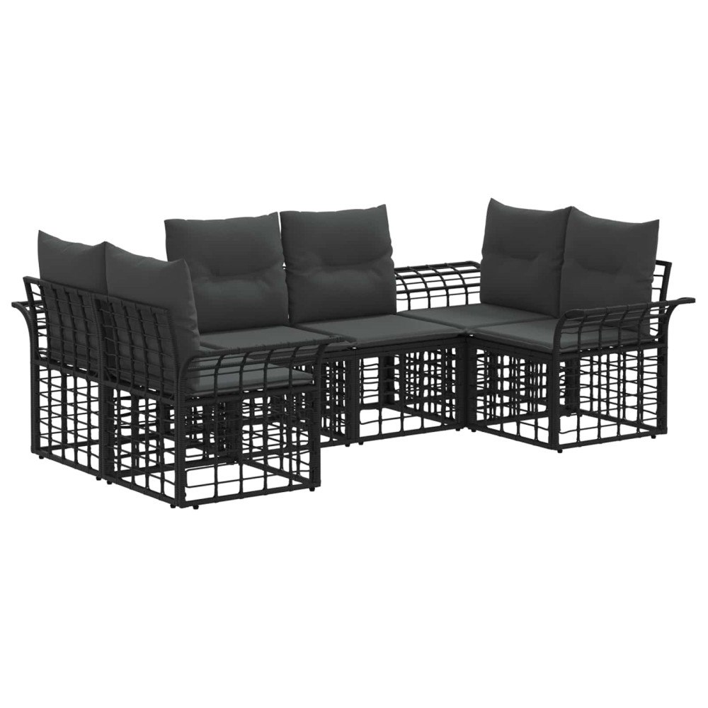 vidaXL Utomhussoffset med kudde 6 pcs Svart och Mörkgrå Polyester
