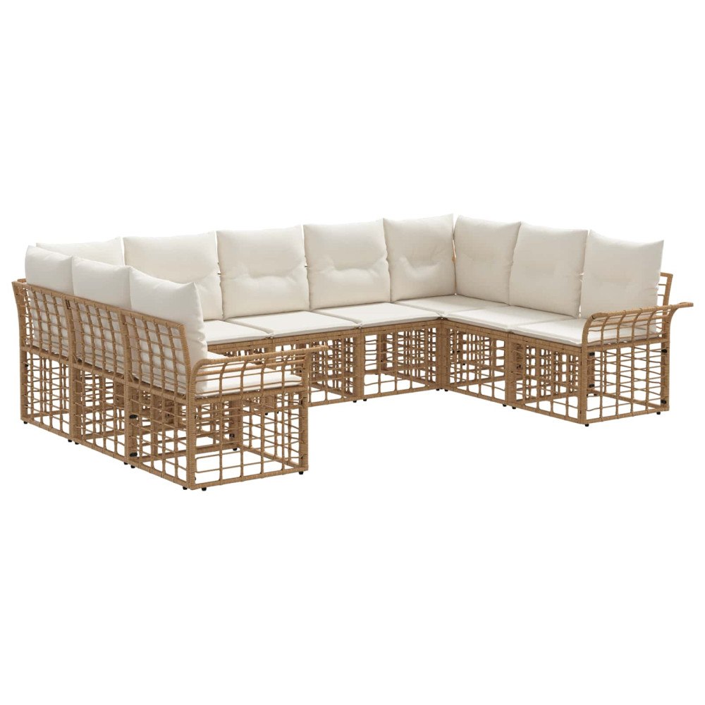 vidaXL Utomhussoffset 9 pcs Naturlig och Creamvit Polyester