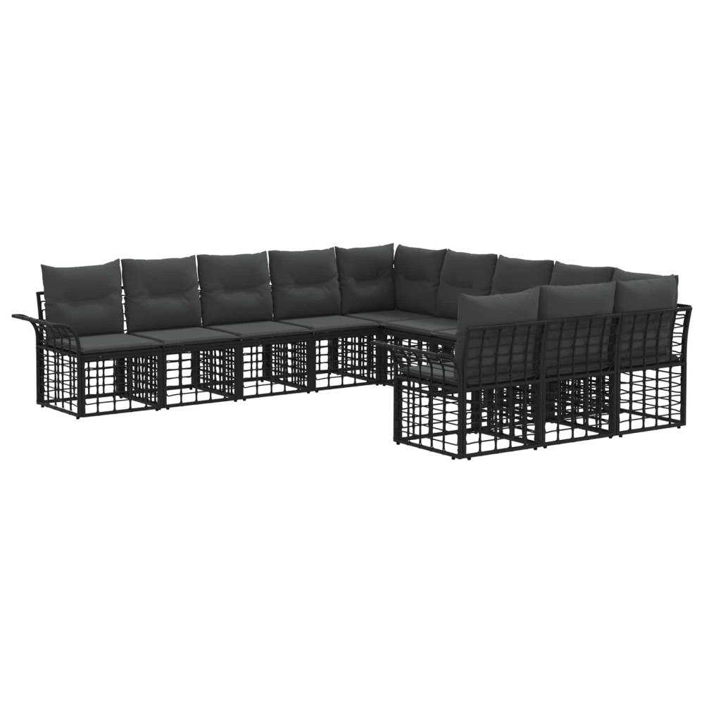 vidaXL Utomhussoffset 11 pcs Svart och Mörkgrå Polyester