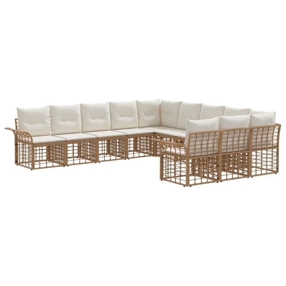 vidaXL Utomhussoffset 11 pcs Naturlig och Creamvit Polyester