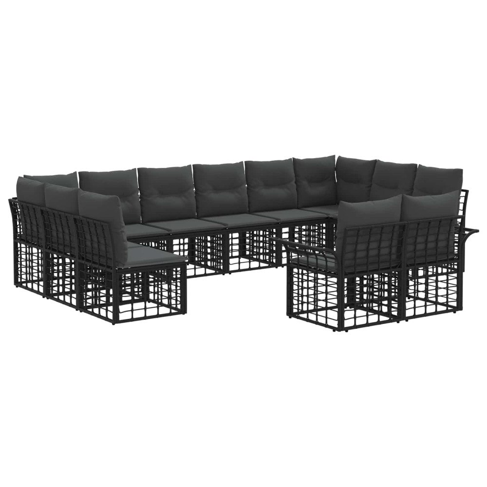 vidaXL Utomhussoffset 12 pcs Svart och Mörkgrå Polyester