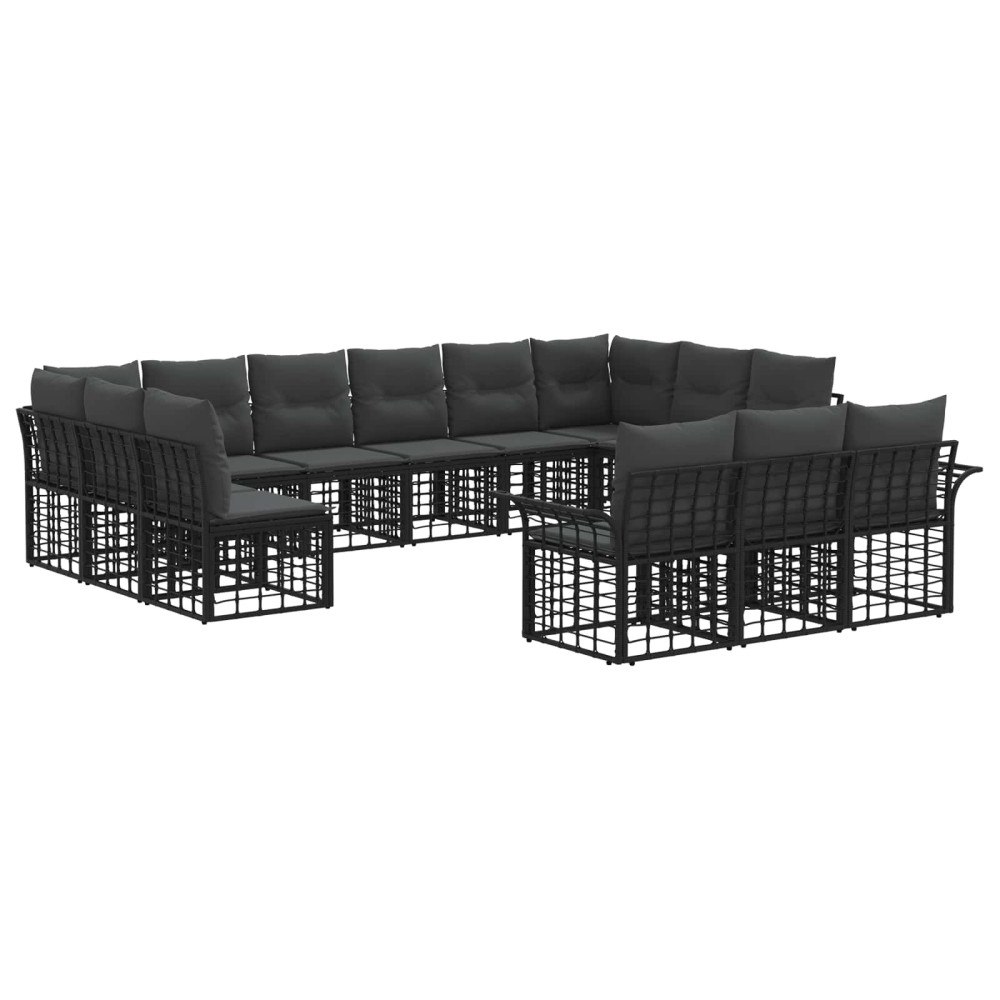 vidaXL Utomhussoffset 13 pcs Svart och Mörkgrå Polyester