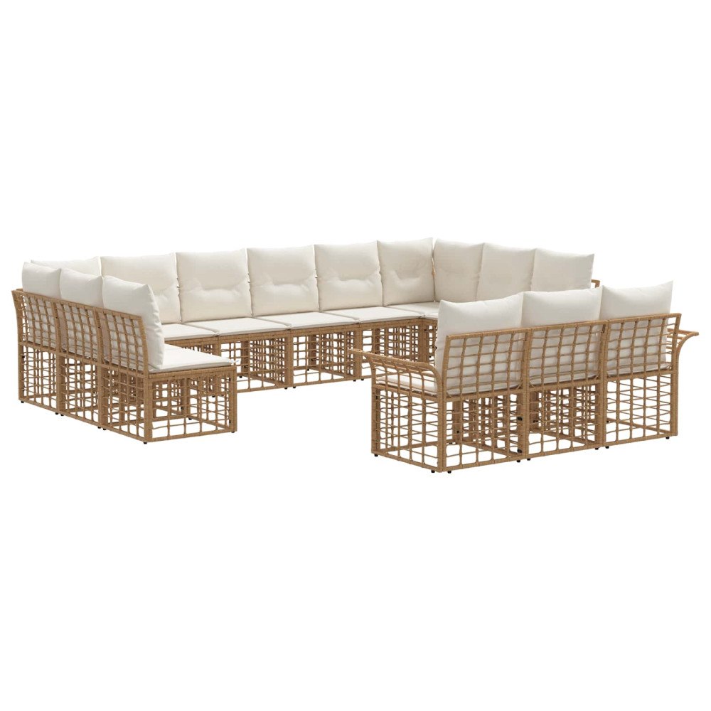 vidaXL Utomhussoffset 13 pcs Naturlig och Creamvit Polyester