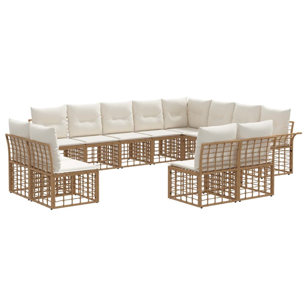 vidaXL Utomhussoffset 12 pcs Naturlig och Creamvit Polyester