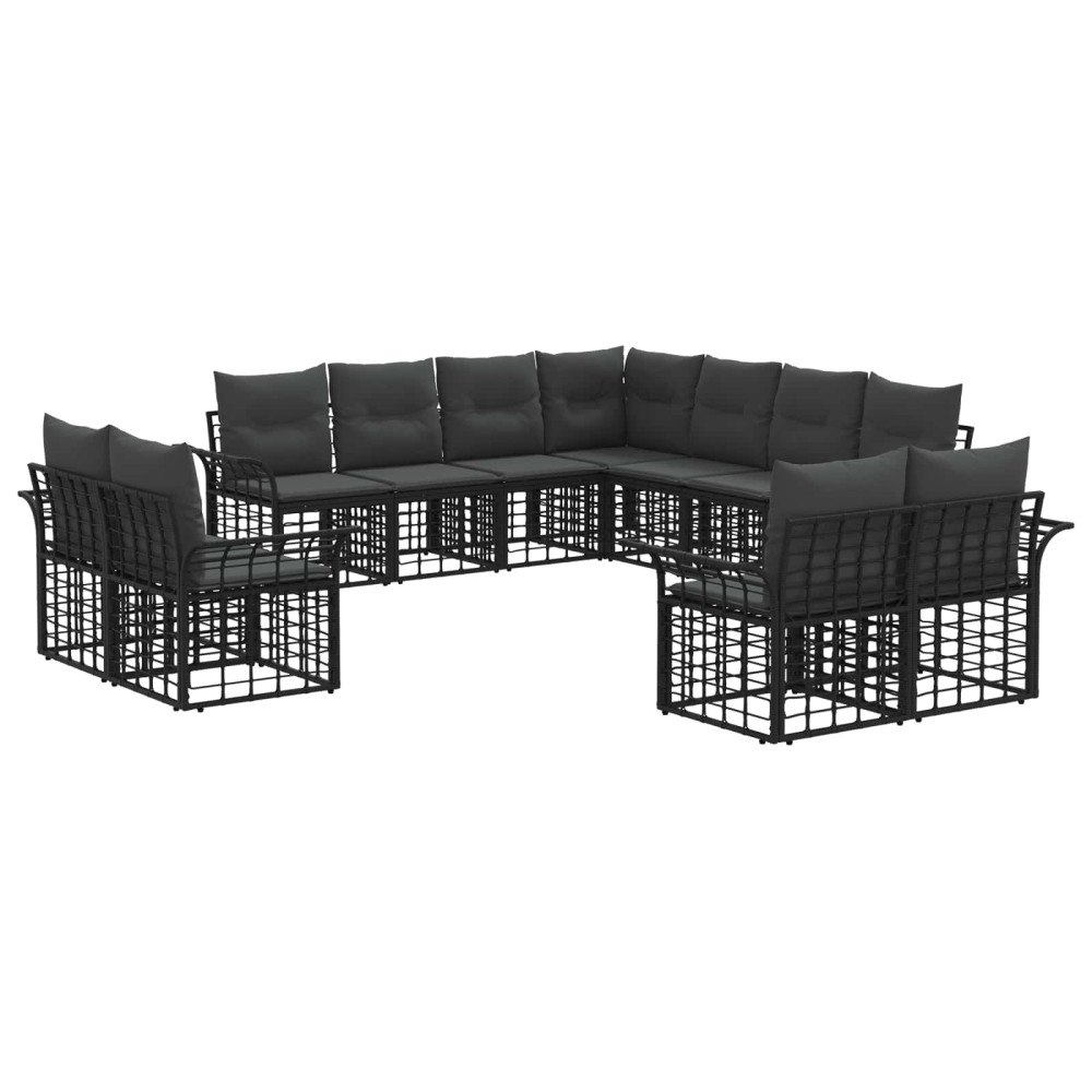 vidaXL Utomhussoffset 11 pcs Svart och Mörkgrå Polyester