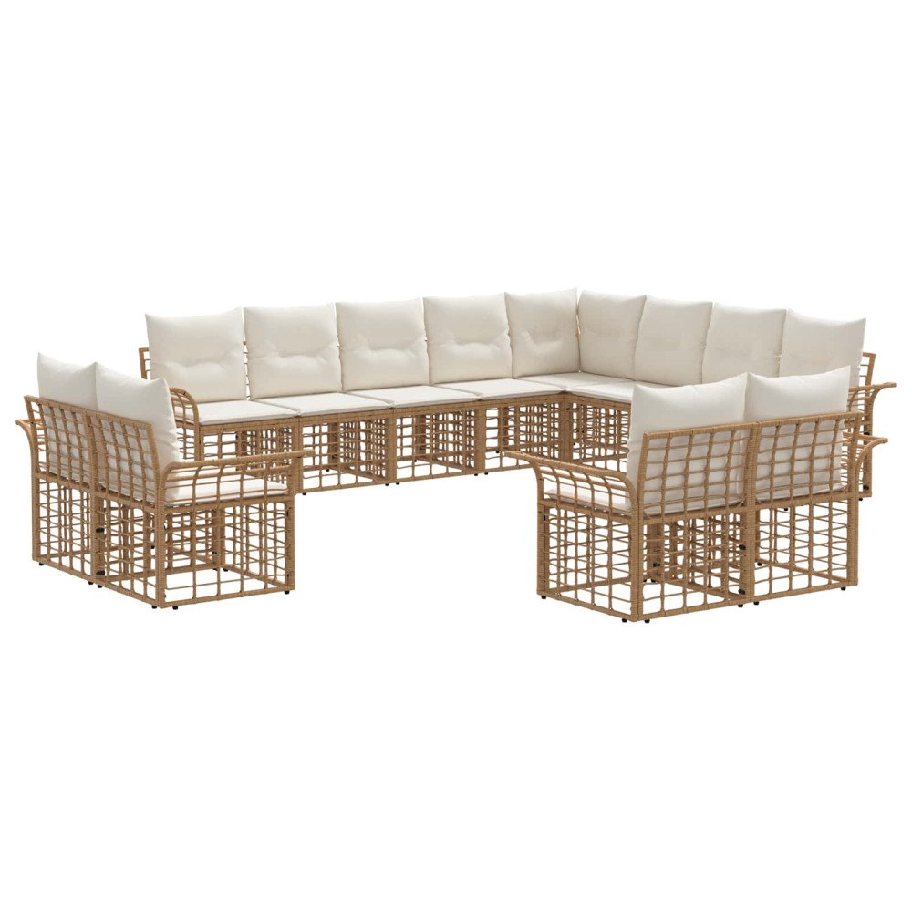 vidaXL Utomhussoffset 12 pcs Naturlig och Creamvit Polyester