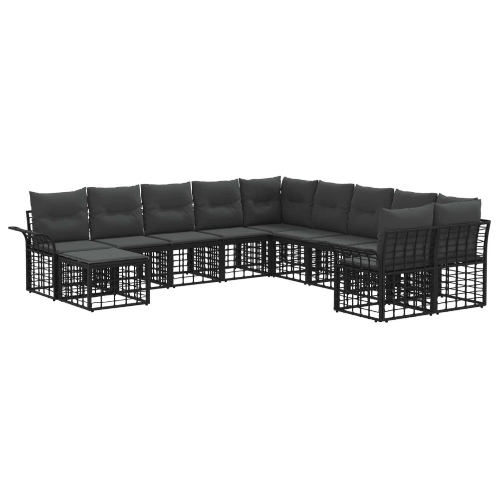 vidaXL Utomhussoffset 11 pcs Svart och Mörkgrå Polyester