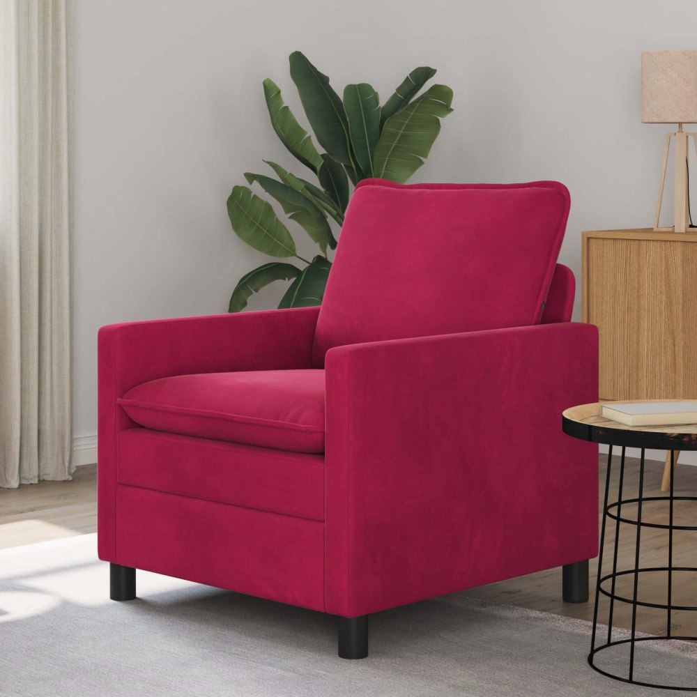 vidaXL Soffa Vinröd 76 x 81 x 87,5 cm Sammet