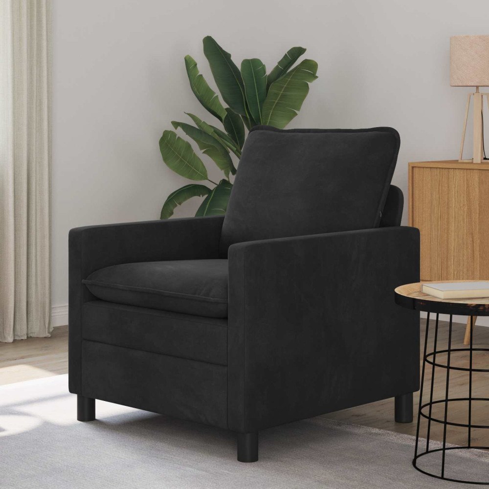 vidaXL Soffa Svart 76 x 81 x 87,5 cm Sammet
