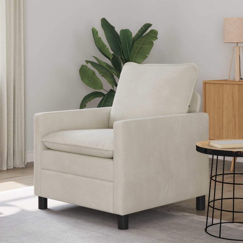 vidaXL Soffa Gräddvit 76 x 81 x 87,5 cm Sammet