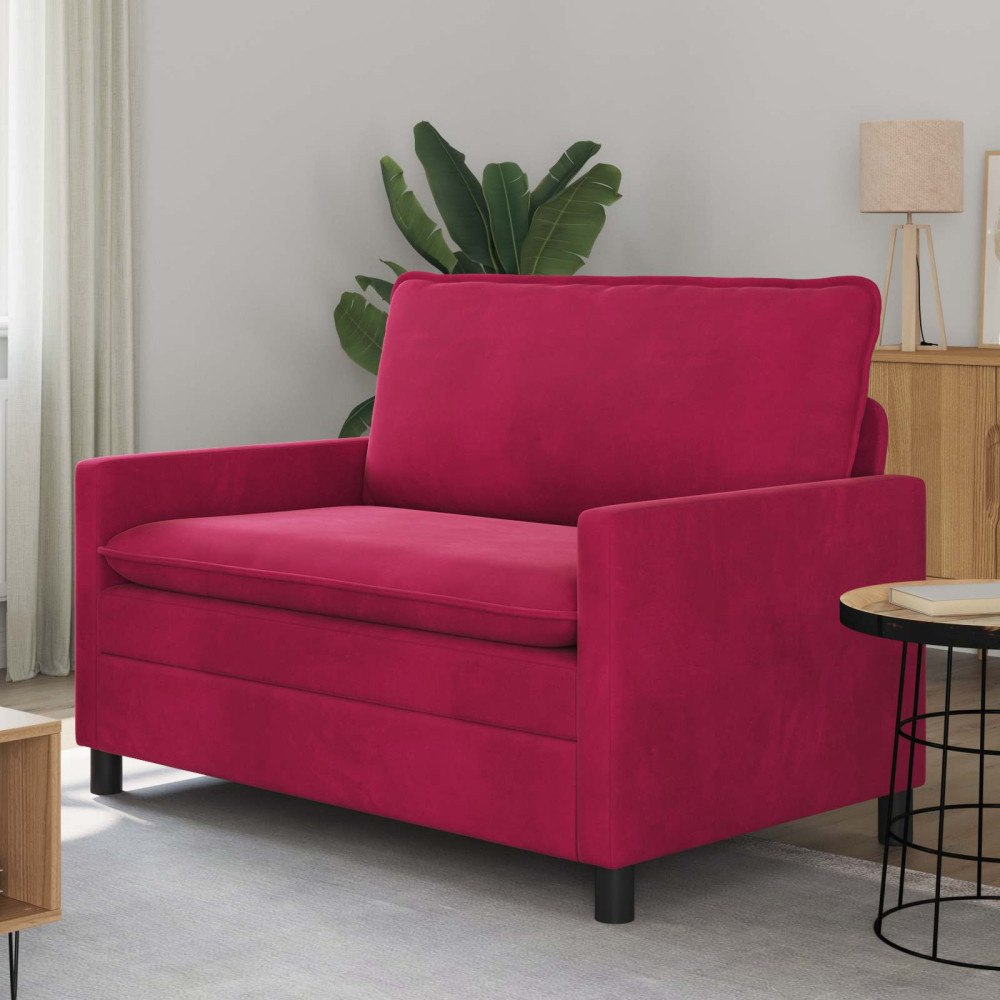 vidaXL Soffa Vinröd 126 x 81 x 87,5 cm Sammet