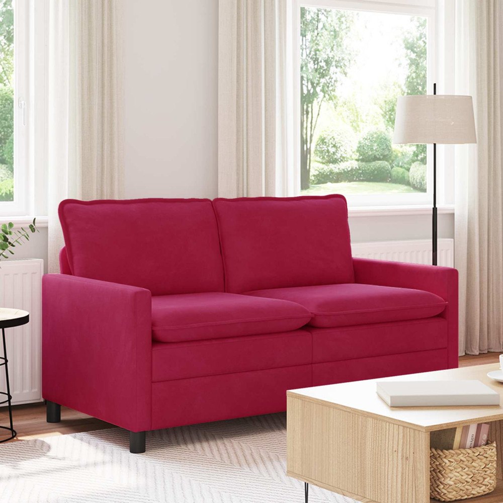 vidaXL Soffa Vinröd 156 x 81 x 87,5 cm Sammet