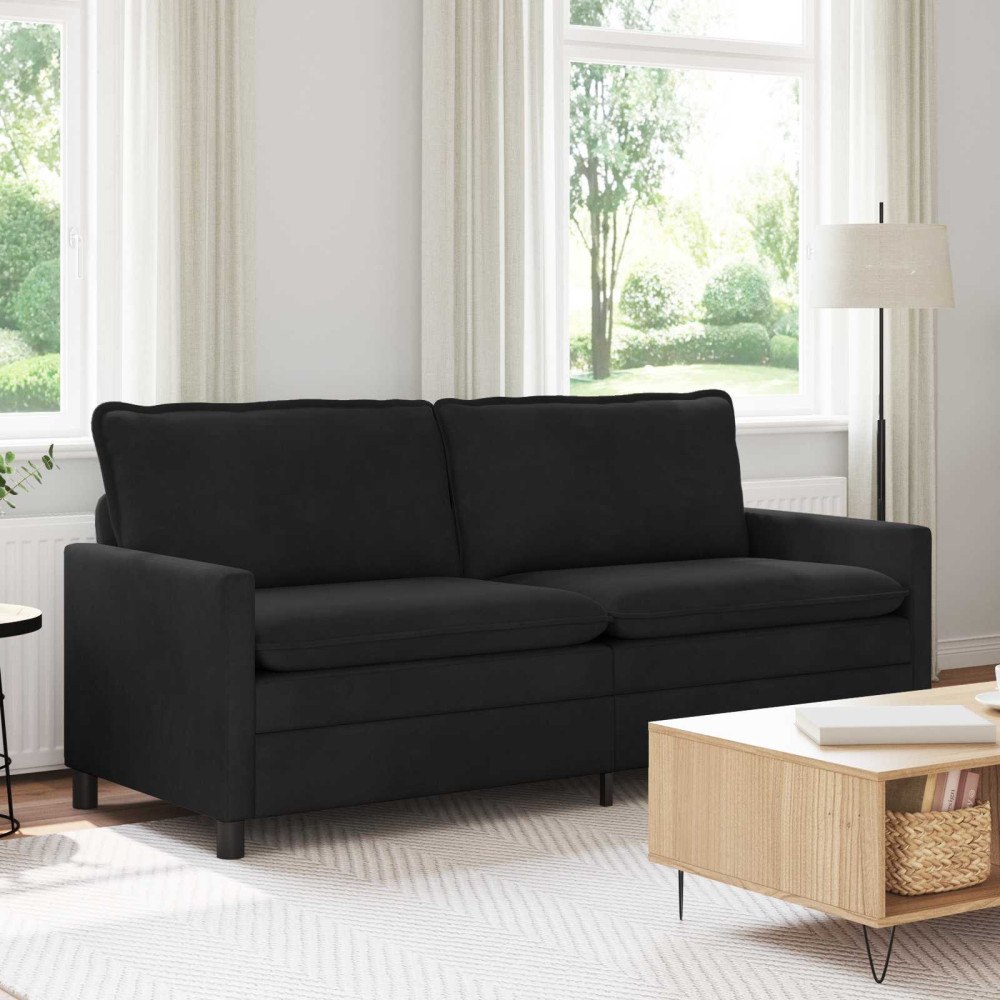 vidaXL Soffa Svart 196 x 81 x 87,5 cm Sammet