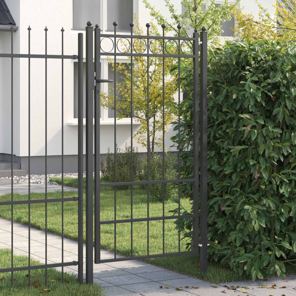 vidaXL Staketgrind HORST 100 x 175 cm Metall Svart Låsbar