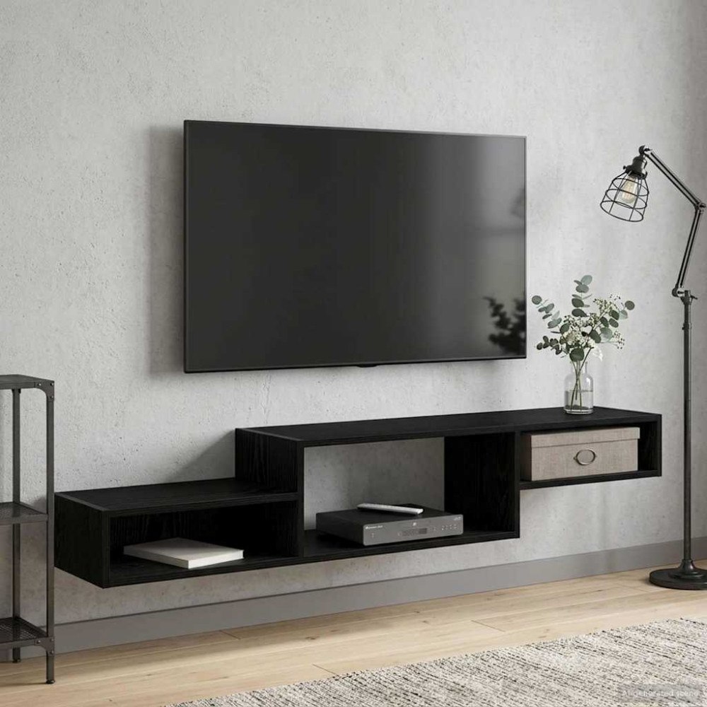 vidaXL Väggmonterad TV-skåp Väggmonterat Svart ek 150 x 28 x 26 cm