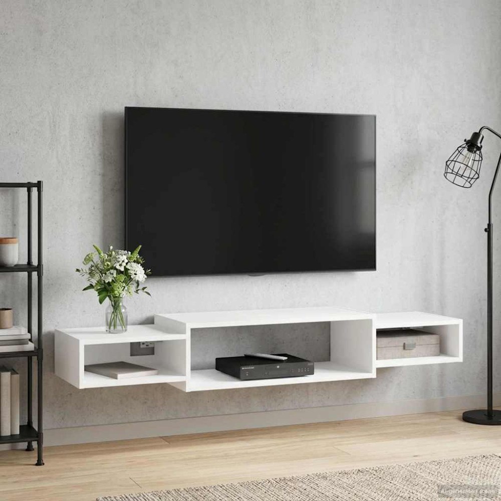 vidaXL Väggmonterad TV-skåp Väggmonterat Vit 140 x 28 x 21 cm