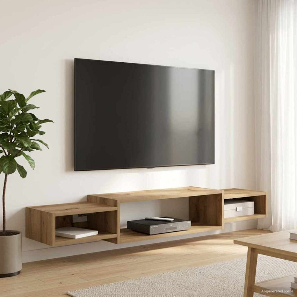 vidaXL Väggmonterad TV-skåp Väggmonterat Artisan-ek 140 x 28 x 21 cm