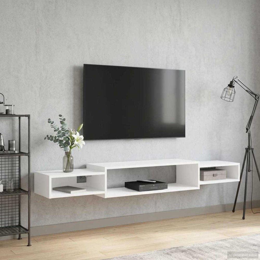 vidaXL Väggmonterad TV-skåp Väggmonterat Vit 180 x 28 x 21 cm