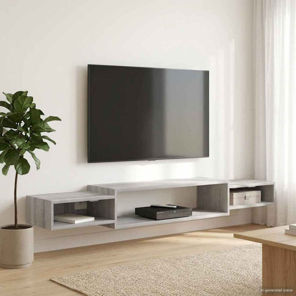 vidaXL Väggmonterad TV-skåp Väggmonterat Grå Sonoma 180 x 28 x 21 cm