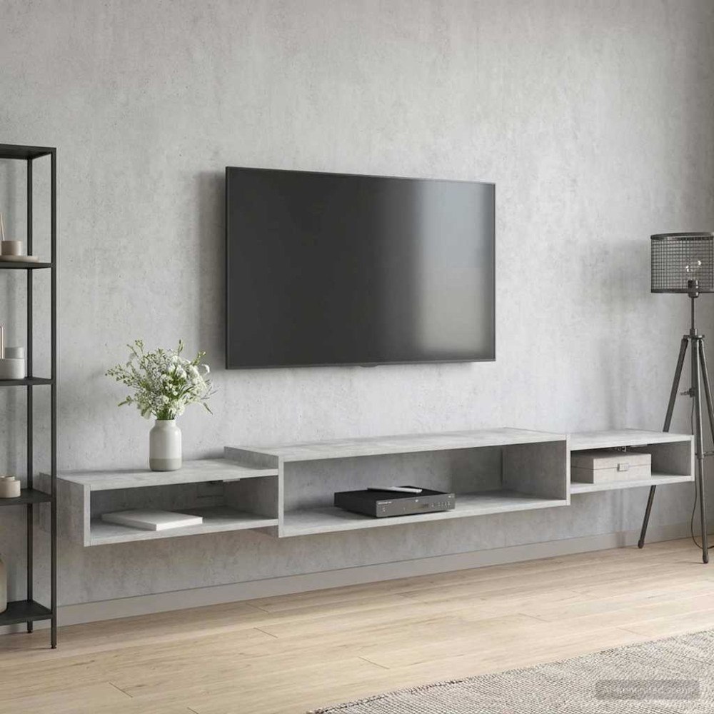 vidaXL Väggmonterad TV-skåp Väggmonterat Betonggrå 220 x 28 x 21 cm