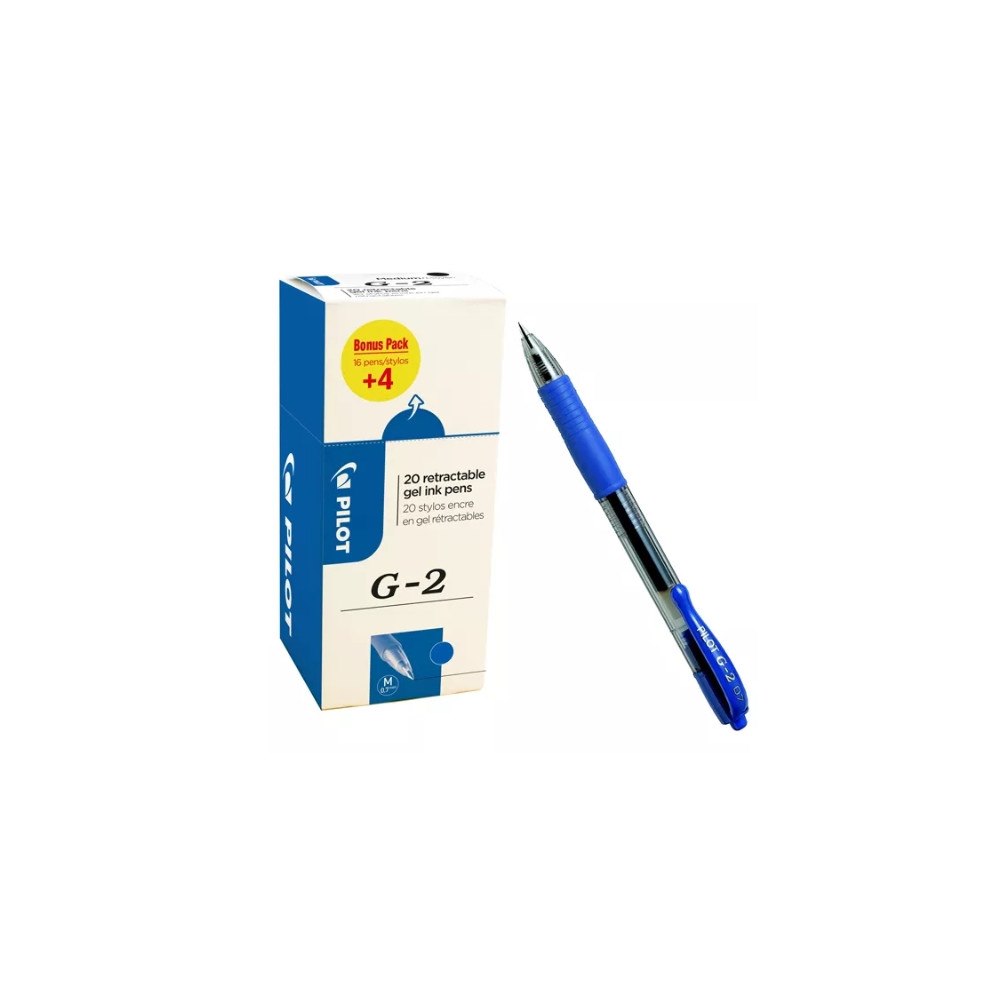 Pilot Pen Gelpennor Pilot G-2 påfyllningsbara 0,7 mm medium blå – 20-p...