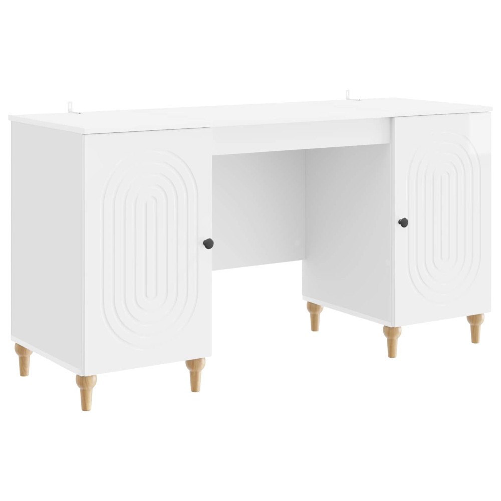 vidaXL Skrivbord Glansig Vit 142,5 x 50 x 75 cm Konstruerat trä