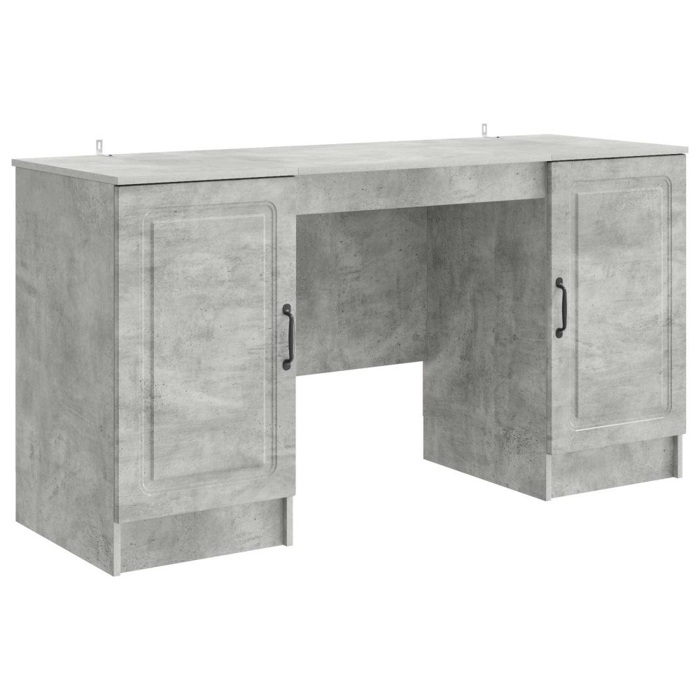 vidaXL Skrivbord med dörr Betonggrå 142,5 x 50 x 75 cm Konstruerat trä