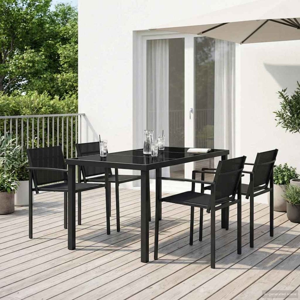 vidaXL Utemöbelset 5 pcs Svart och Anthracit 140 x 70 x 73 cm