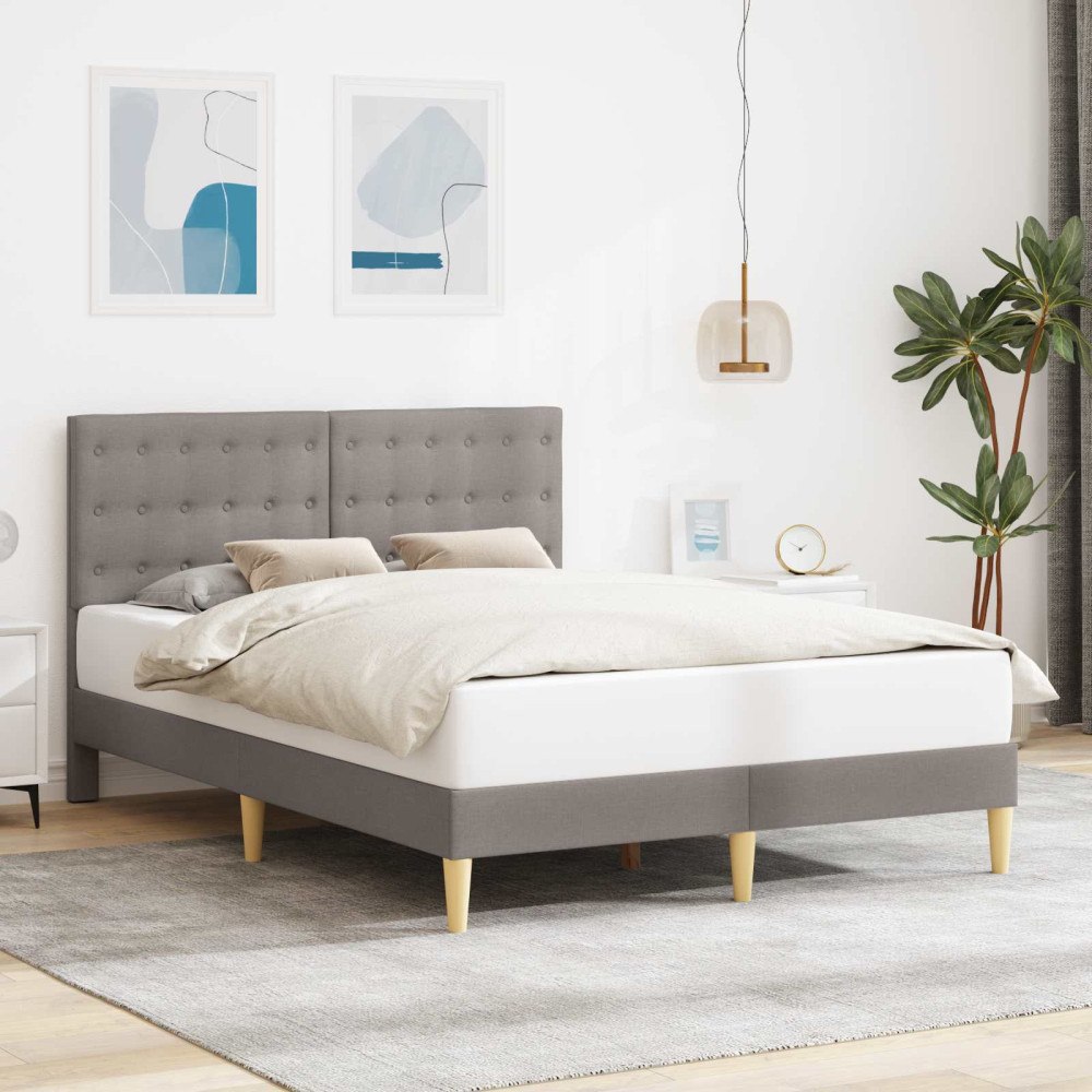 vidaXL Sängram med huvudgavel Taupe 140 x 190 cm Tyg