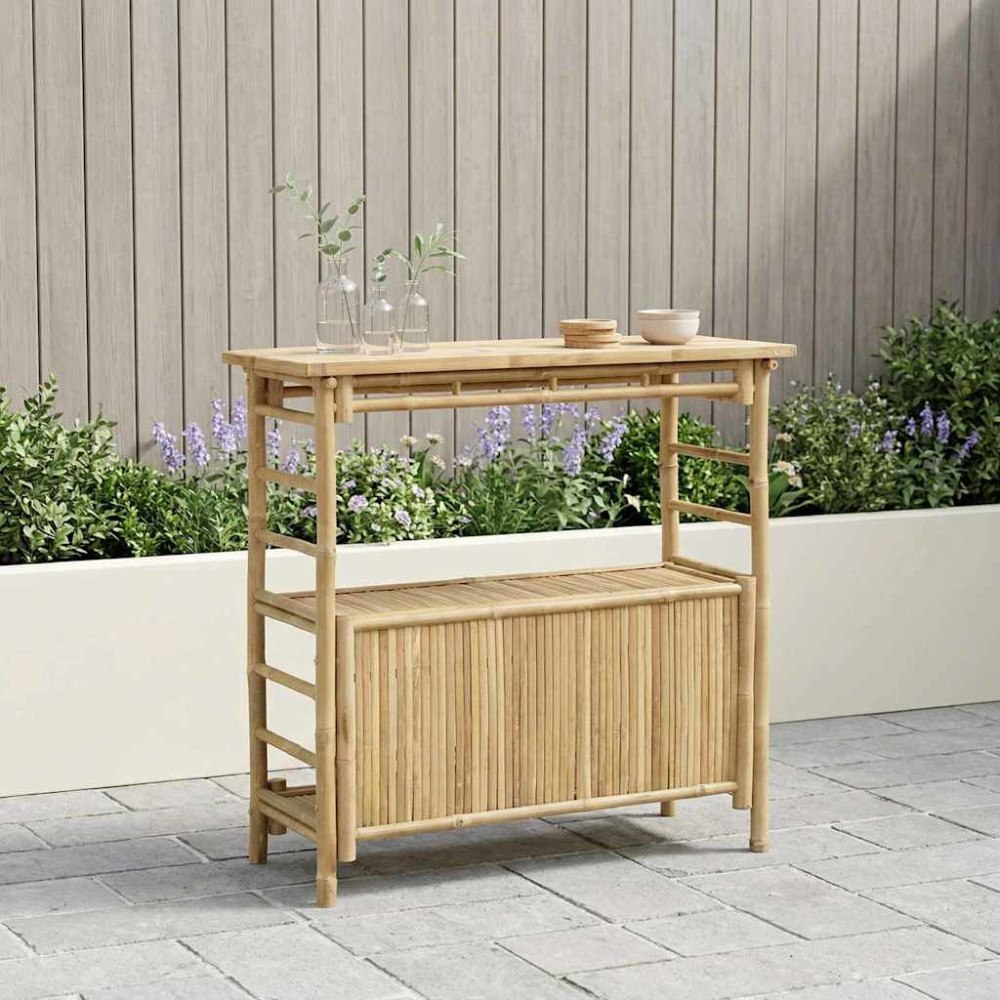 vidaXL Utomhus Barbord med lagring Naturfärg 110 x 50 x 105 cm Bambus