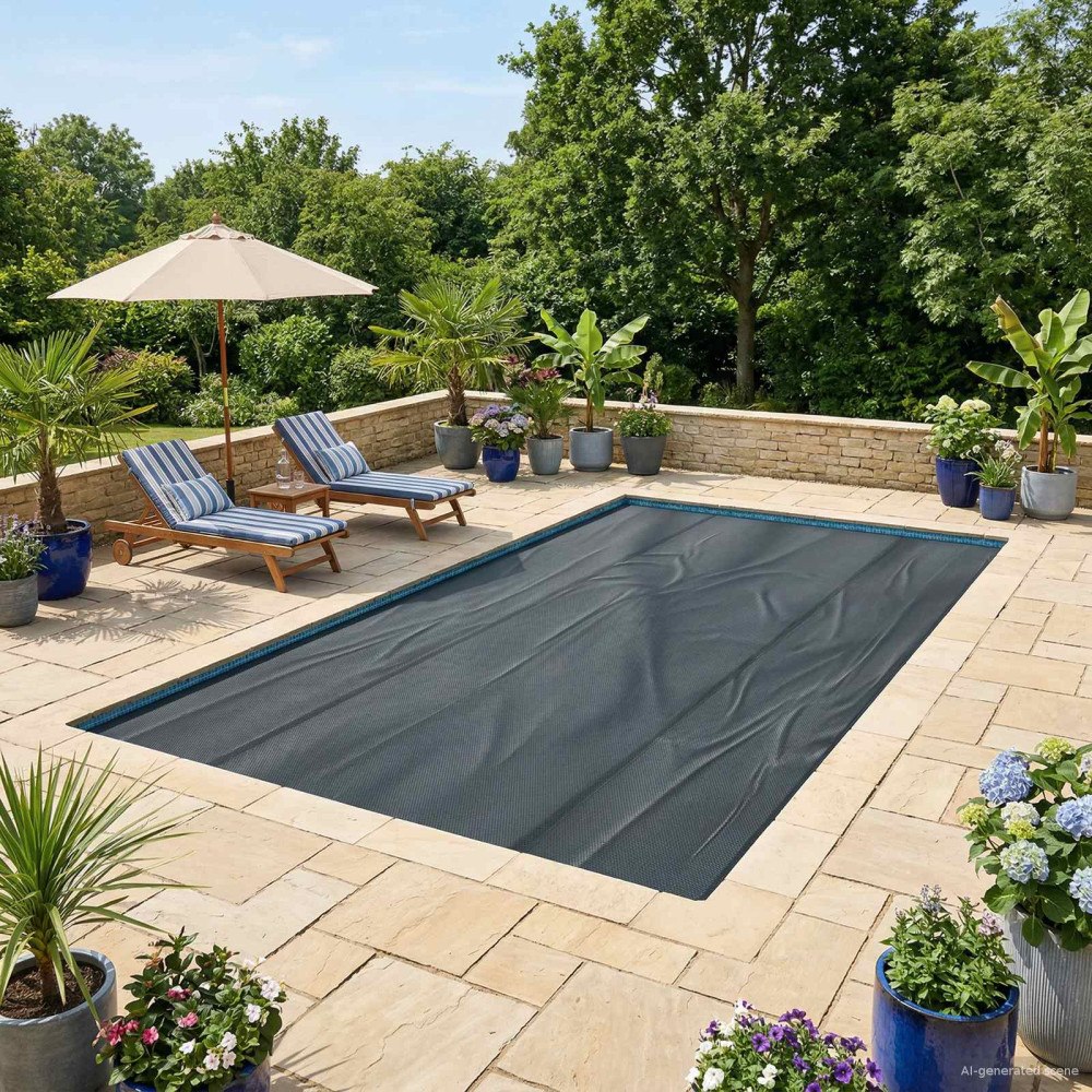 vidaXL Poolöverdrag Extra Tung Svart 600 × 300 cm PE