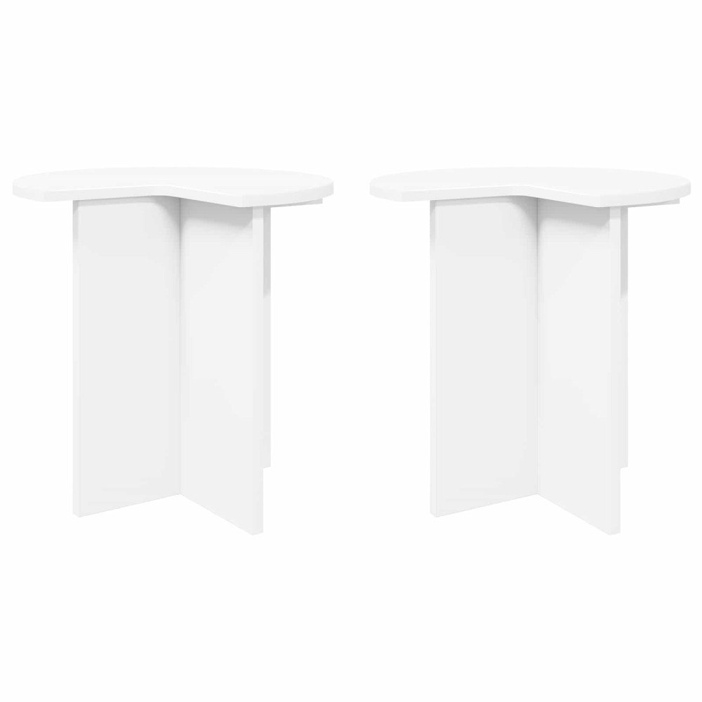 vidaXL Sidobord med lagring 2 pcs Vit Ø 39 x 38 cm Konstruerat trä