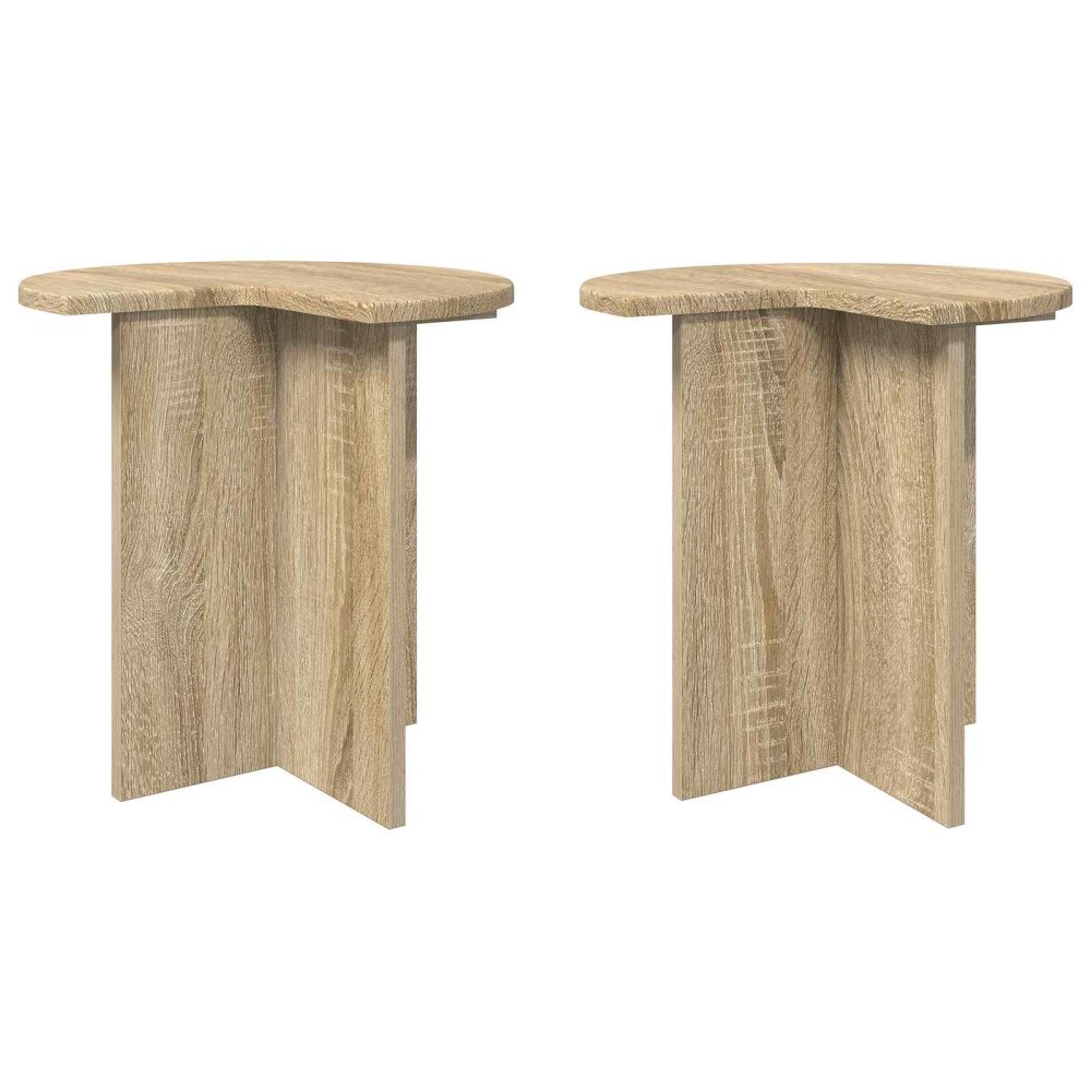 vidaXL Sidobord 2 pcs Sonoma-ek Ø 39 x 38 cm Konstruerat trä