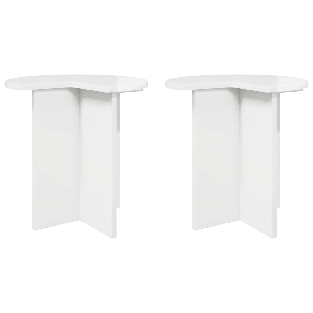 vidaXL Sidobord 2 pcs Vit högglans Ø 39 x 38 cm Konstruerat trä