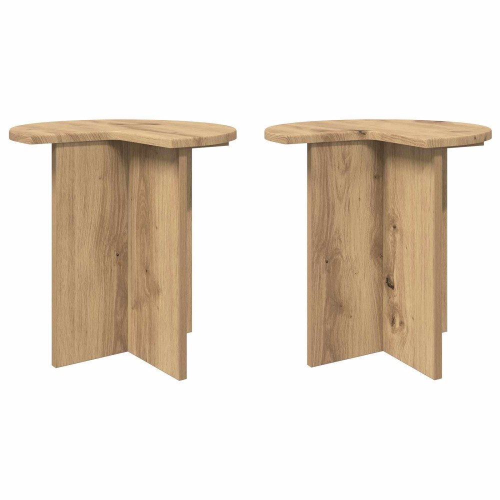 vidaXL Sidobord 2 pcs Artisan-ek Ø 39 x 38 cm Konstruerat trä