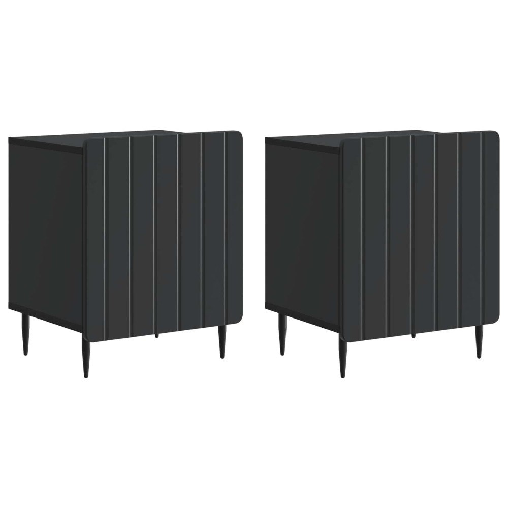 vidaXL Nattduksbord 2 pcs Svart 43 x 34,5 x 52 cm Konstruerat trä