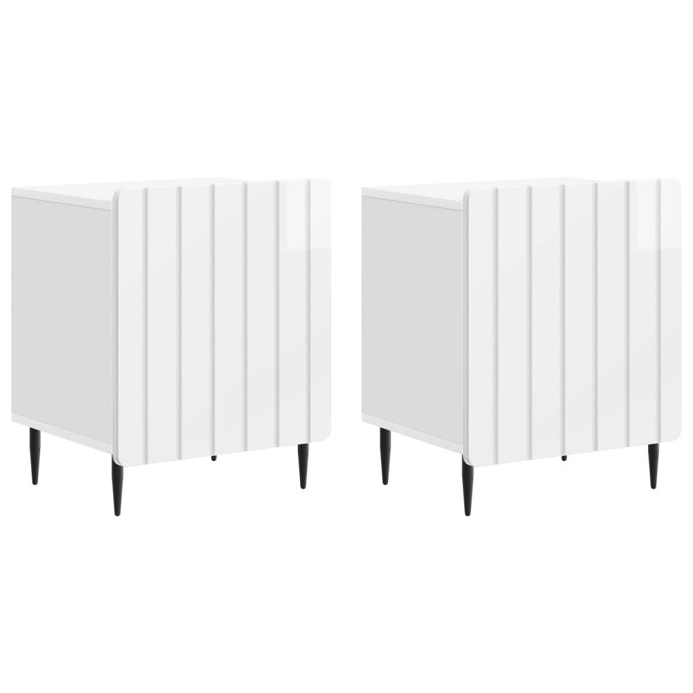 vidaXL Nattduksbord 2 pcs Vit högglans 43 x 34,5 x 52 cm