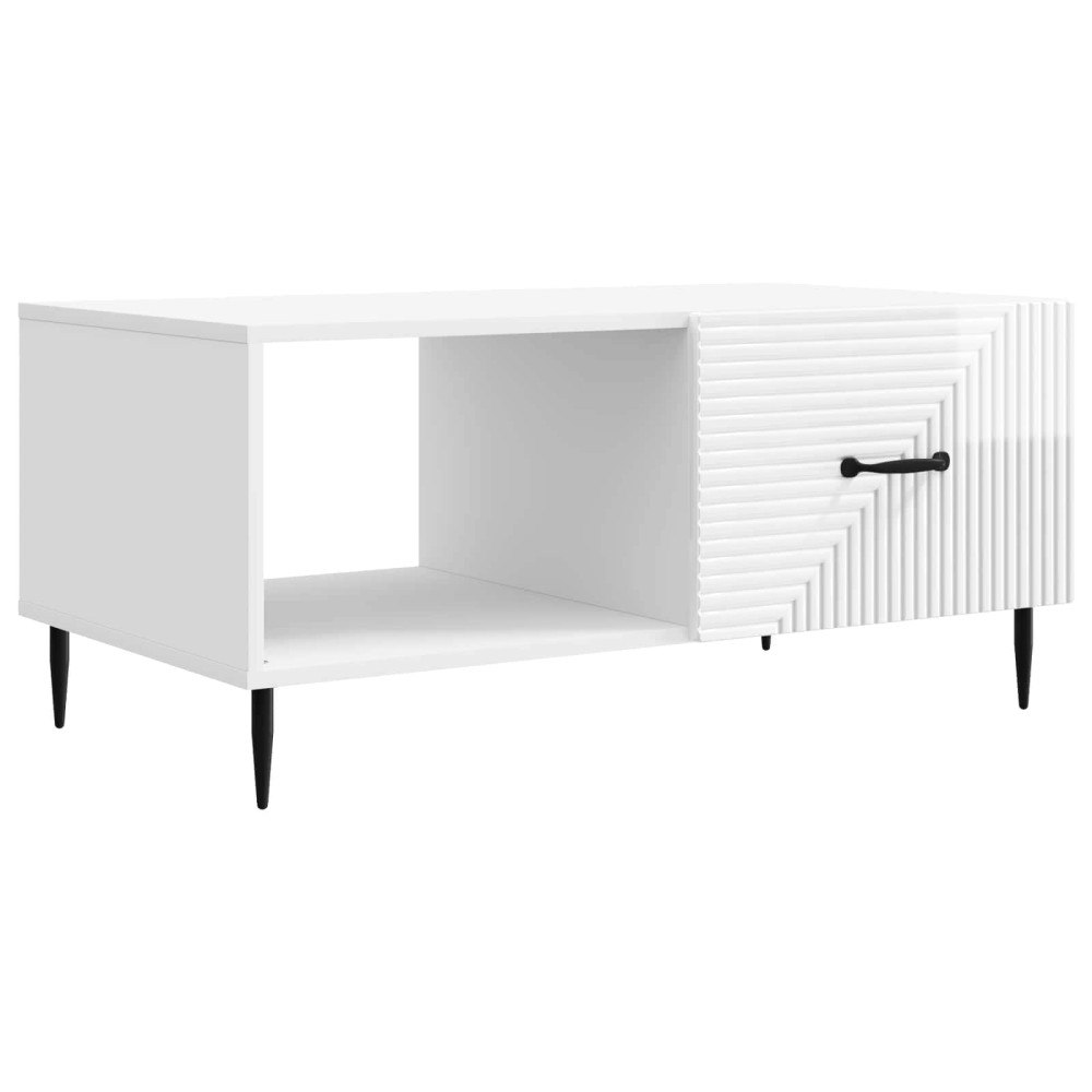 vidaXL Kaffeebord Vit högglans 90 x 50 x 40 cm Konstruerat trä