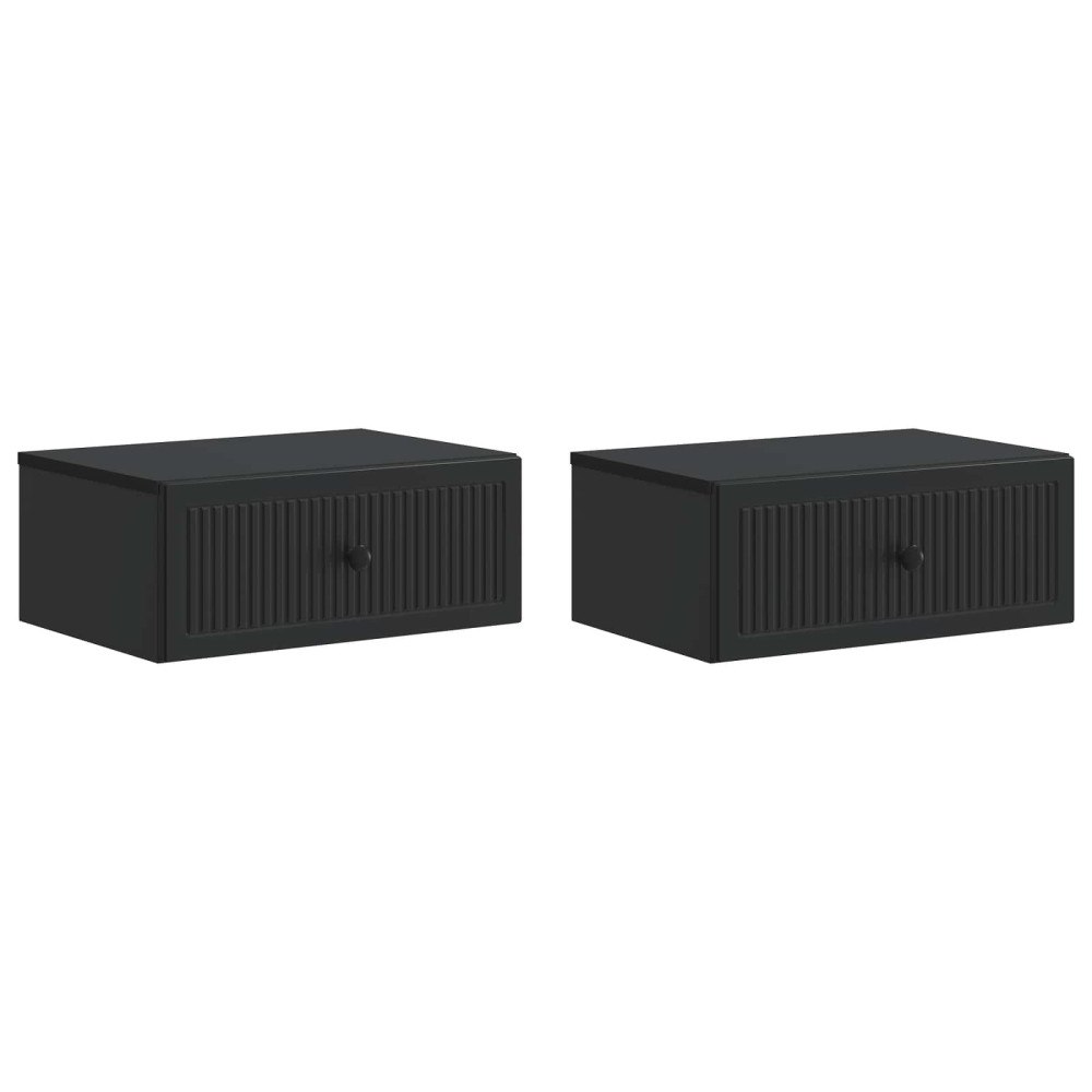 vidaXL Nattduksbord 2 pcs Svart 49 x 34,5 x 20 cm Konstruerat trä