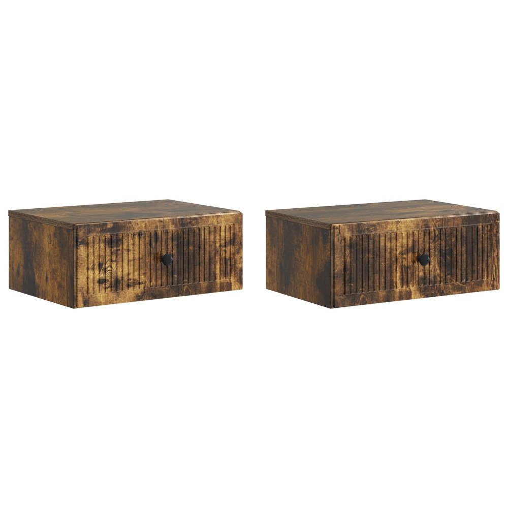 vidaXL Nattduksbord 2 pcs Rökt ek 49 x 34,5 x 20 cm Konstruerat trä