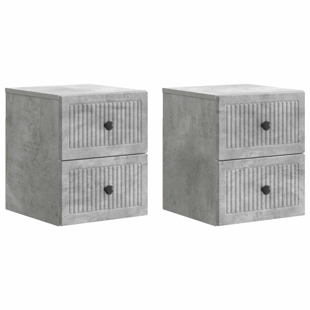 vidaXL Väggmonterat Sängbord 2 pcs Betonggrå 33 x 34,5 x 40 cm
