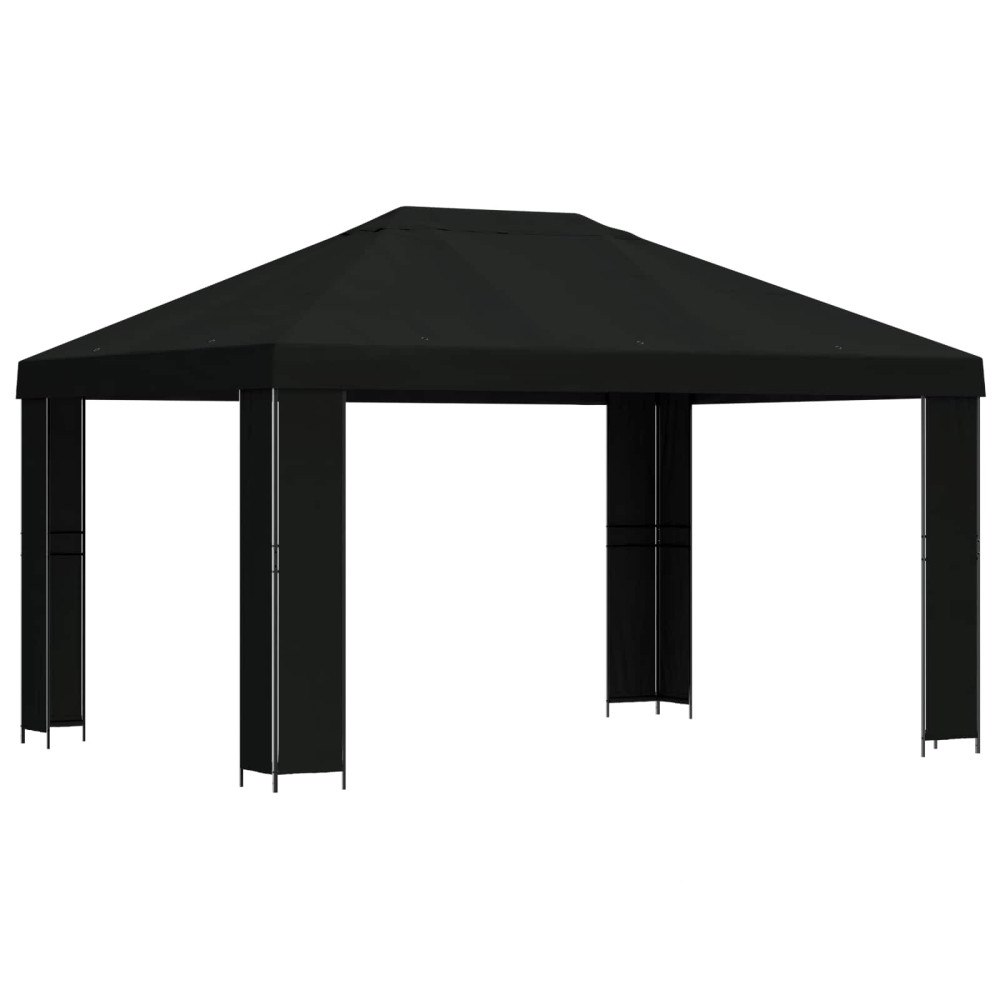 vidaXL Paviljong 4 × 3 m Svart Polyester och Stål 190 gsm