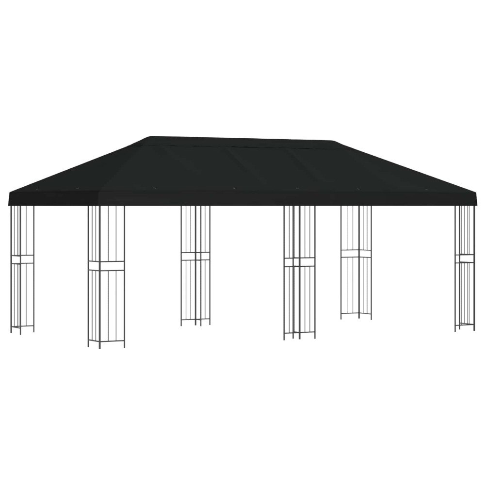 vidaXL Trädgårdsgazebo 6 x 3 m Svart Polyester och Stål 190 gsm
