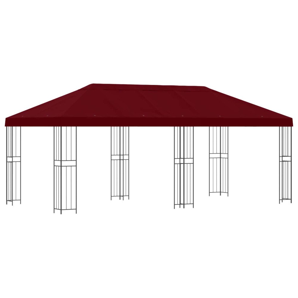 vidaXL Trädgårdsgazebo 6 x 3 m Vinröd Polyester och Stål 190 gsm