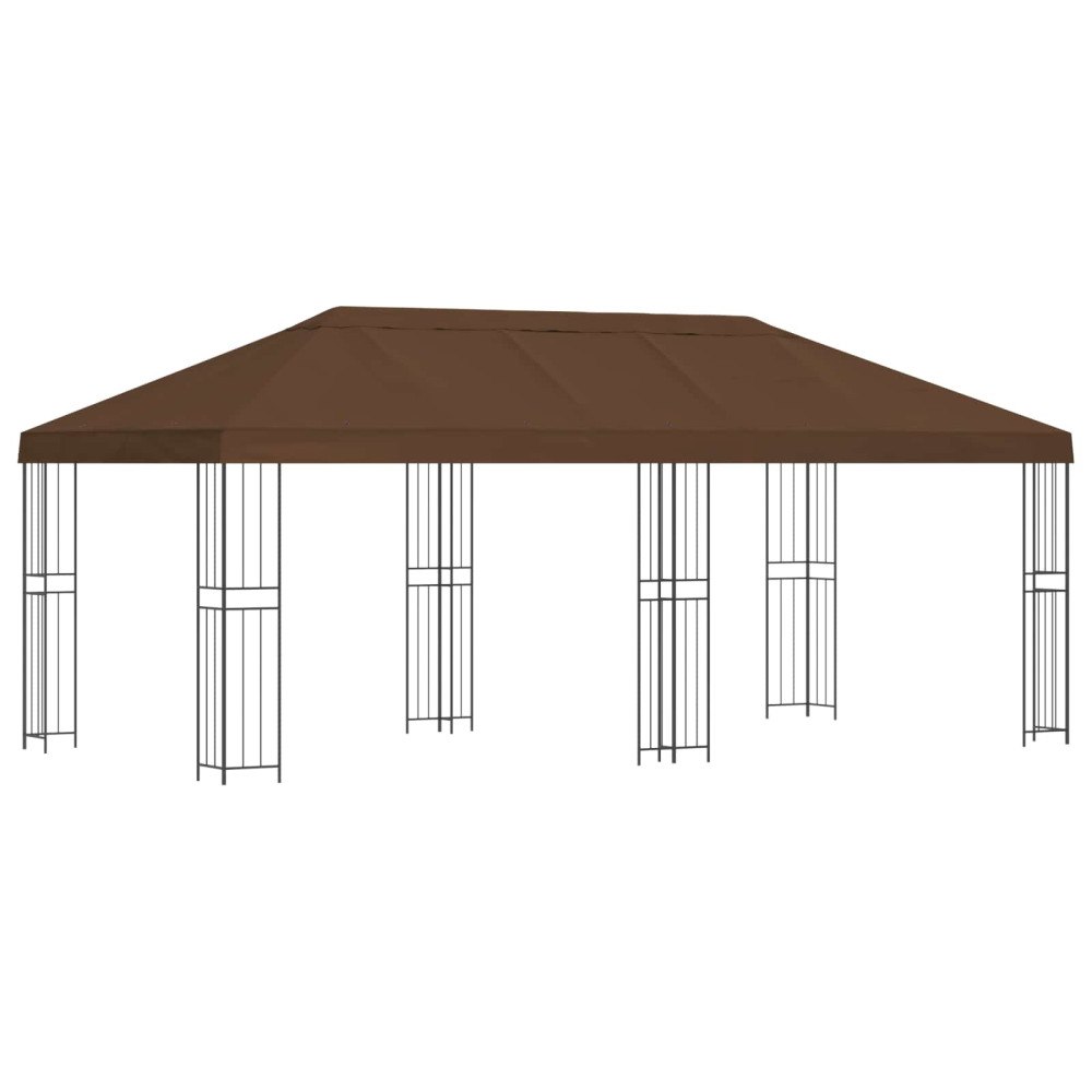 vidaXL Trädgårdsgazebo 6 x 3 m Brun Polyester och Stål 190 gsm