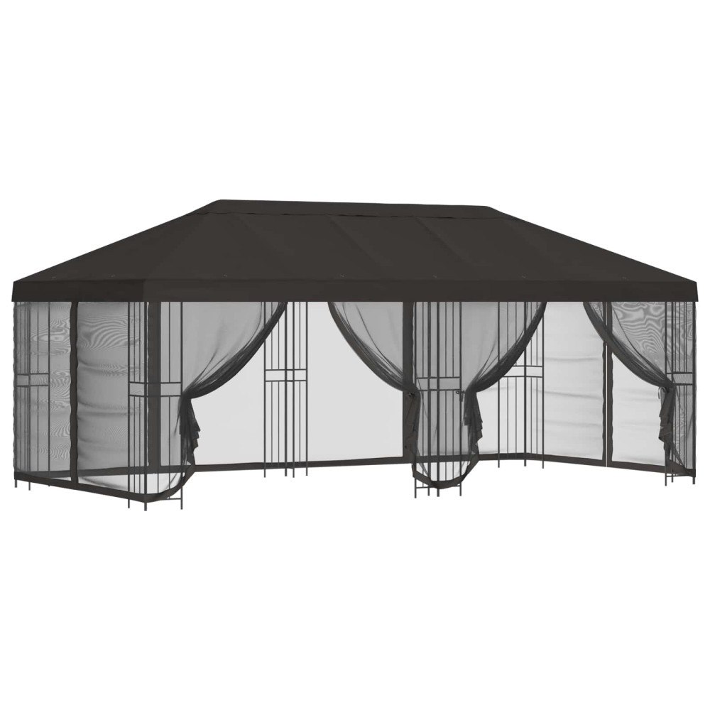 vidaXL Paviljong med väggar 6 x 3 m Antracit Polyester och Stål