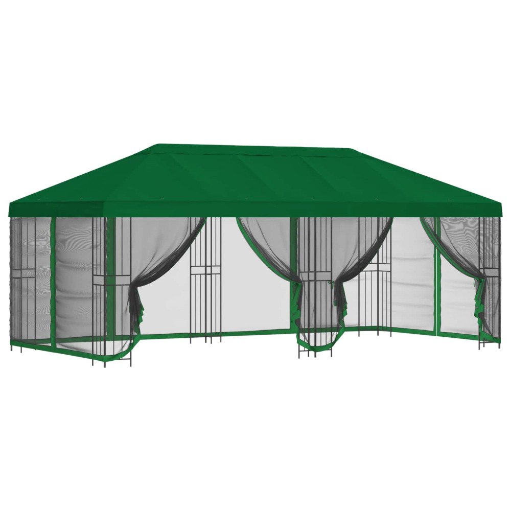 vidaXL Paviljong med väggar 6 x 3 m Grön Polyester och Stål 190 gsm