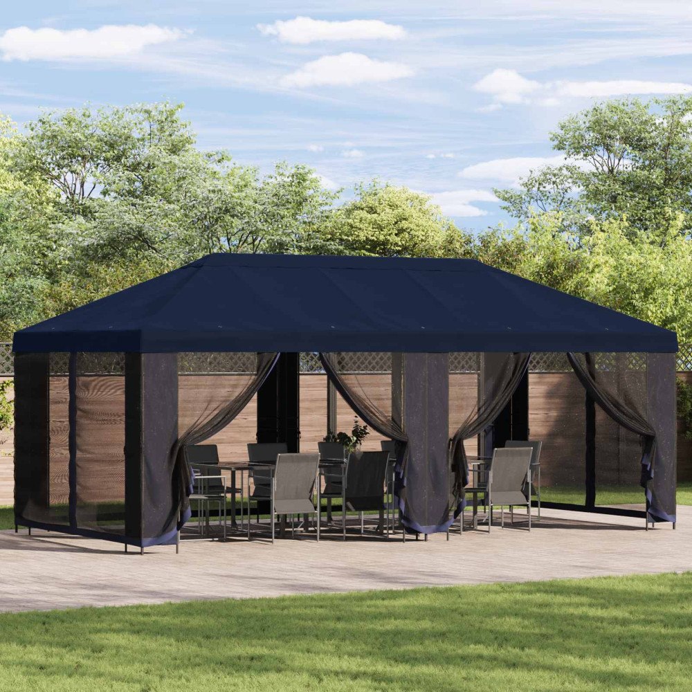 vidaXL Trädgårdsgazebo 6 x 3 m Blå Polyester och Stål 190